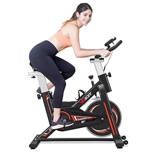 VIGBODY Stationary Bike Exercise Bike Belt Drive Indoor Cycling Bike for Home Cardio Workout Bike Heavy Duty Flywheel Bicycles